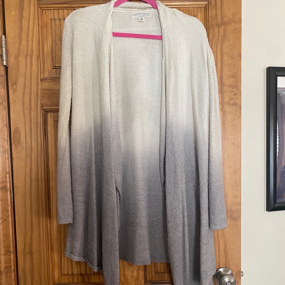 Barefoot Dreams white to grey ombré cardigan